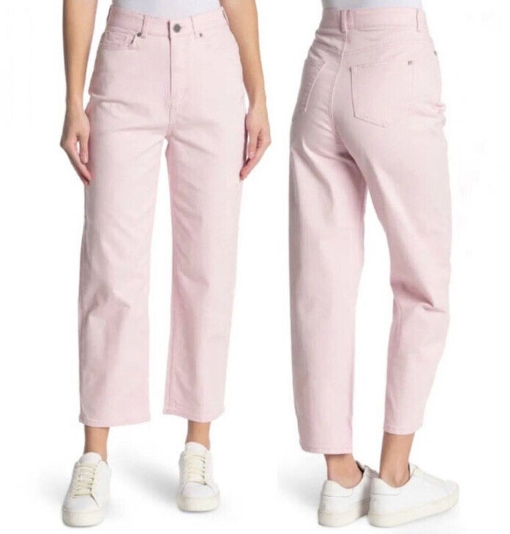 Ted Baker Straight Leg High Rise Jeans Light Soft Pink Denim Classic US 32 NWT